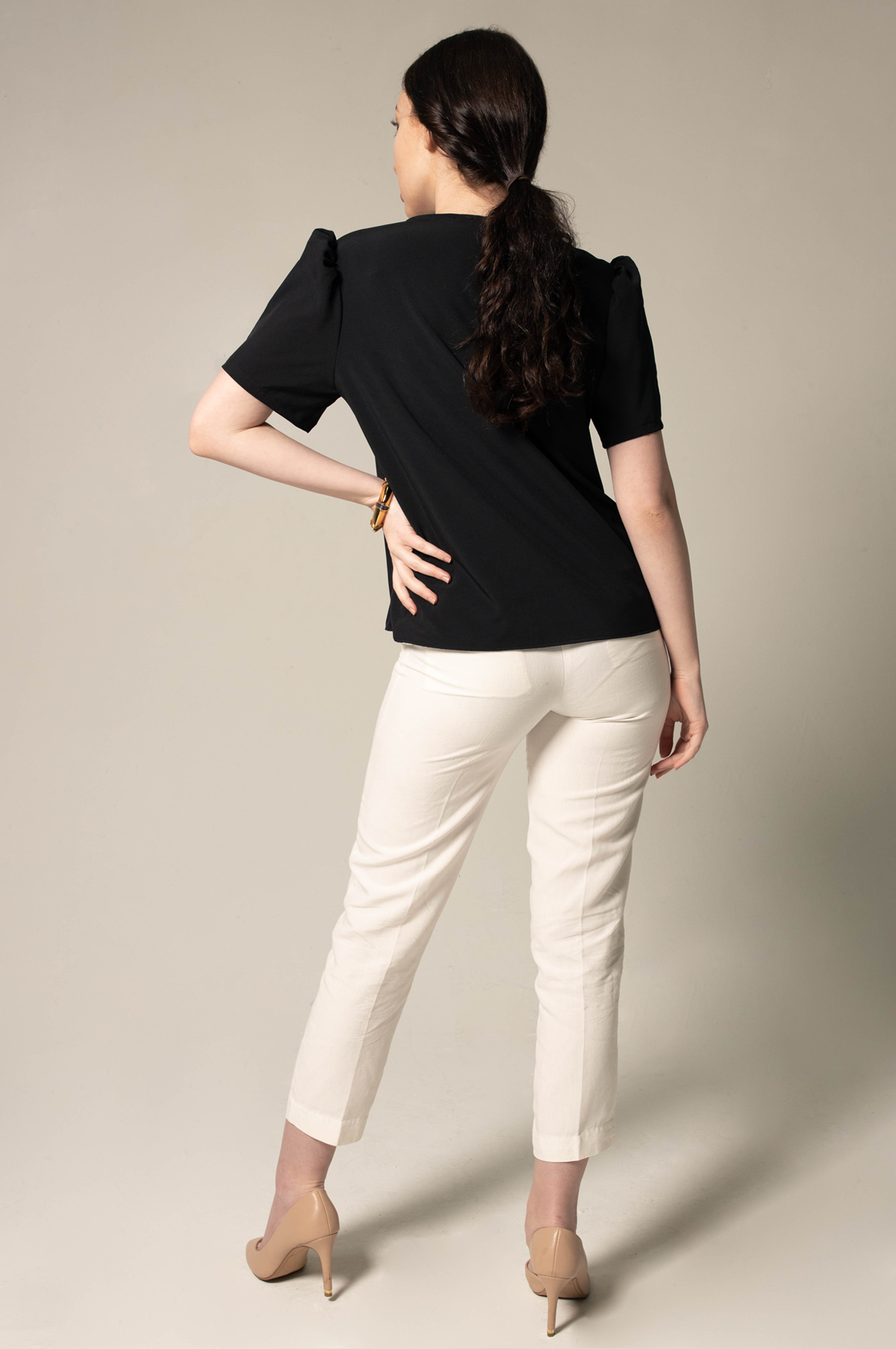 Elegance Round Neck Blouse in Black – Women’s Elegant Top - Lolomo!