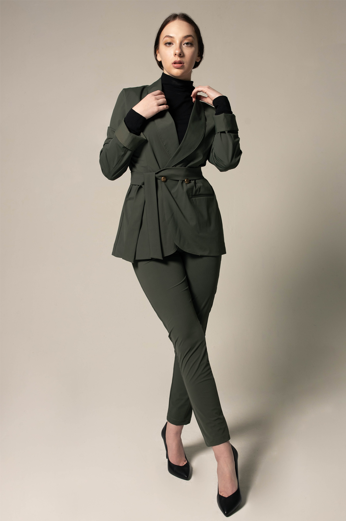 Women's Olive Blazer with Front Buttons – Tailored Blazer for Women - Lolomo!