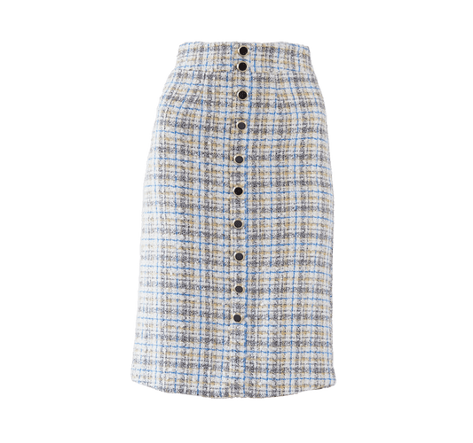 Luxe Plaid Tweed Pencil Skirt – Women’s Chic Tweed Skirt