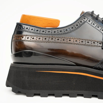 Patent leather shoes Platform brogues Blue