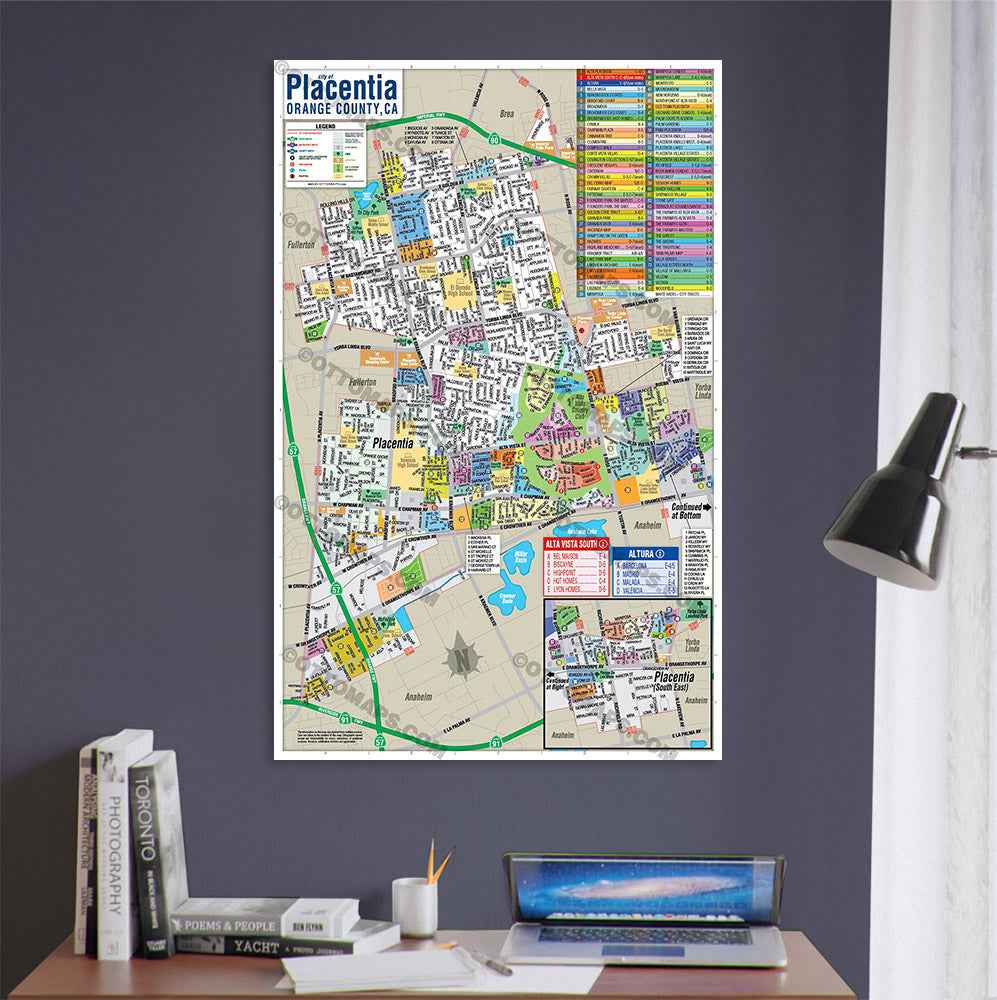 Placentia Map, Orange County, CA - POSTER PRINTS - Lolomo!