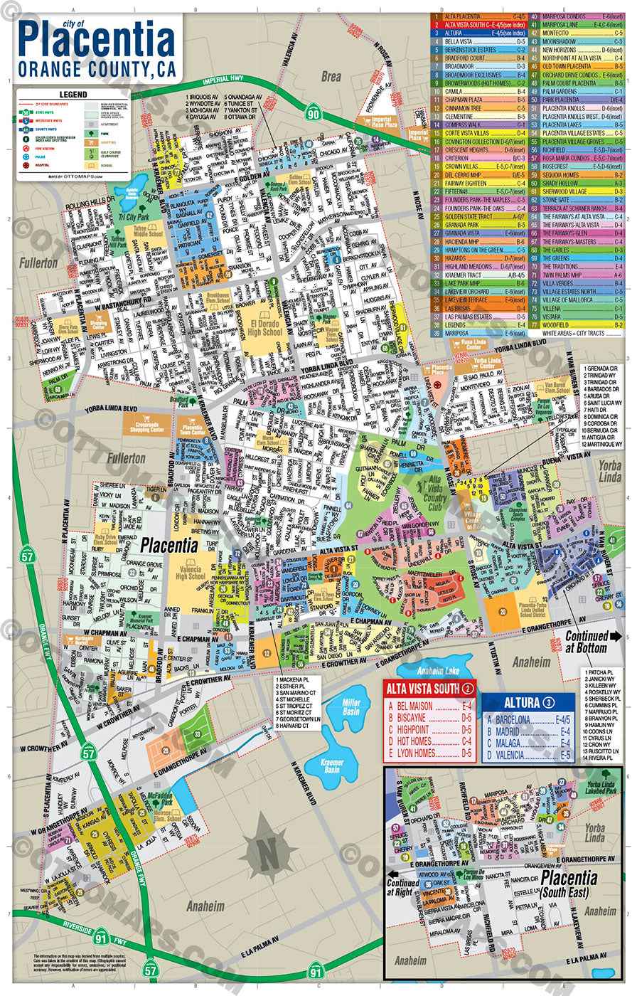 Placentia Map, Orange County, CA - POSTER PRINTS - Lolomo!