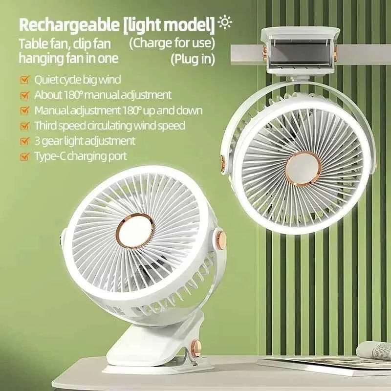 Portable 8000mAh Camping Fan with LED Light