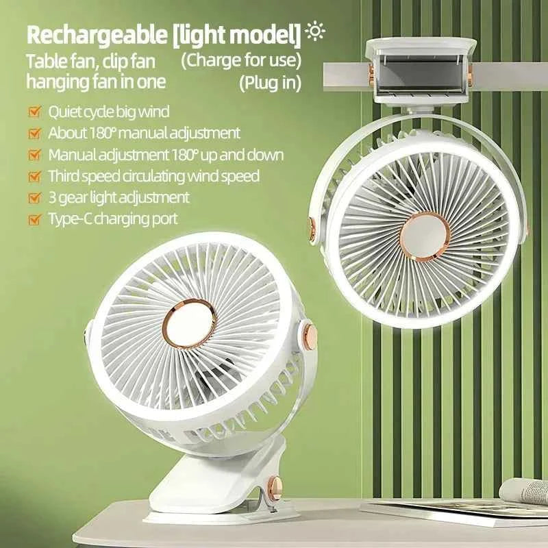 Portable 8000mAh Camping Fan with LED Light