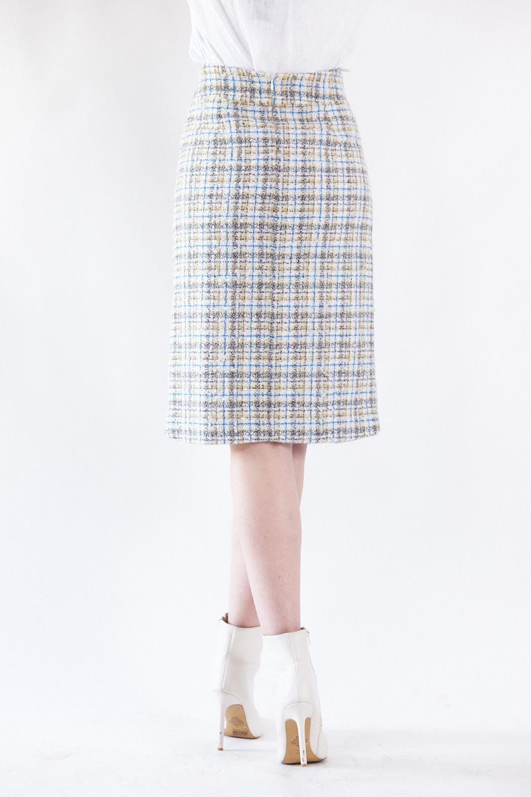 Luxe Plaid Tweed Pencil Skirt – Women’s Chic Tweed Skirt