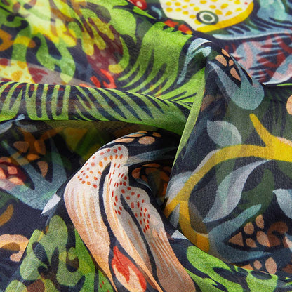 William Morris Strawberry Thief Blue - 100% Pure Silk Scarf