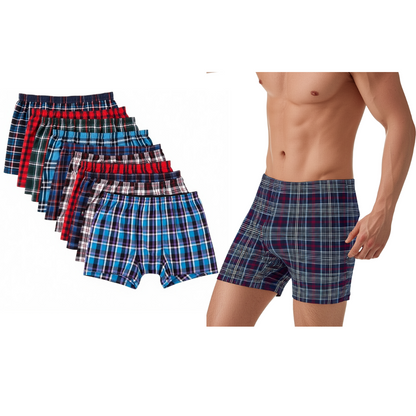 Mens 6 Pack Assorted Plaid Boxers Cotton Blend S-4XL