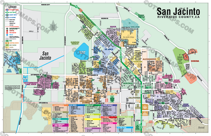 San Jacinto Map, Riverside County, CA - POSTER PRINTS