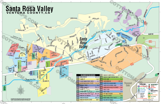 Santa Rosa Valley Map, Ventura County, CA - POSTER PRINTS