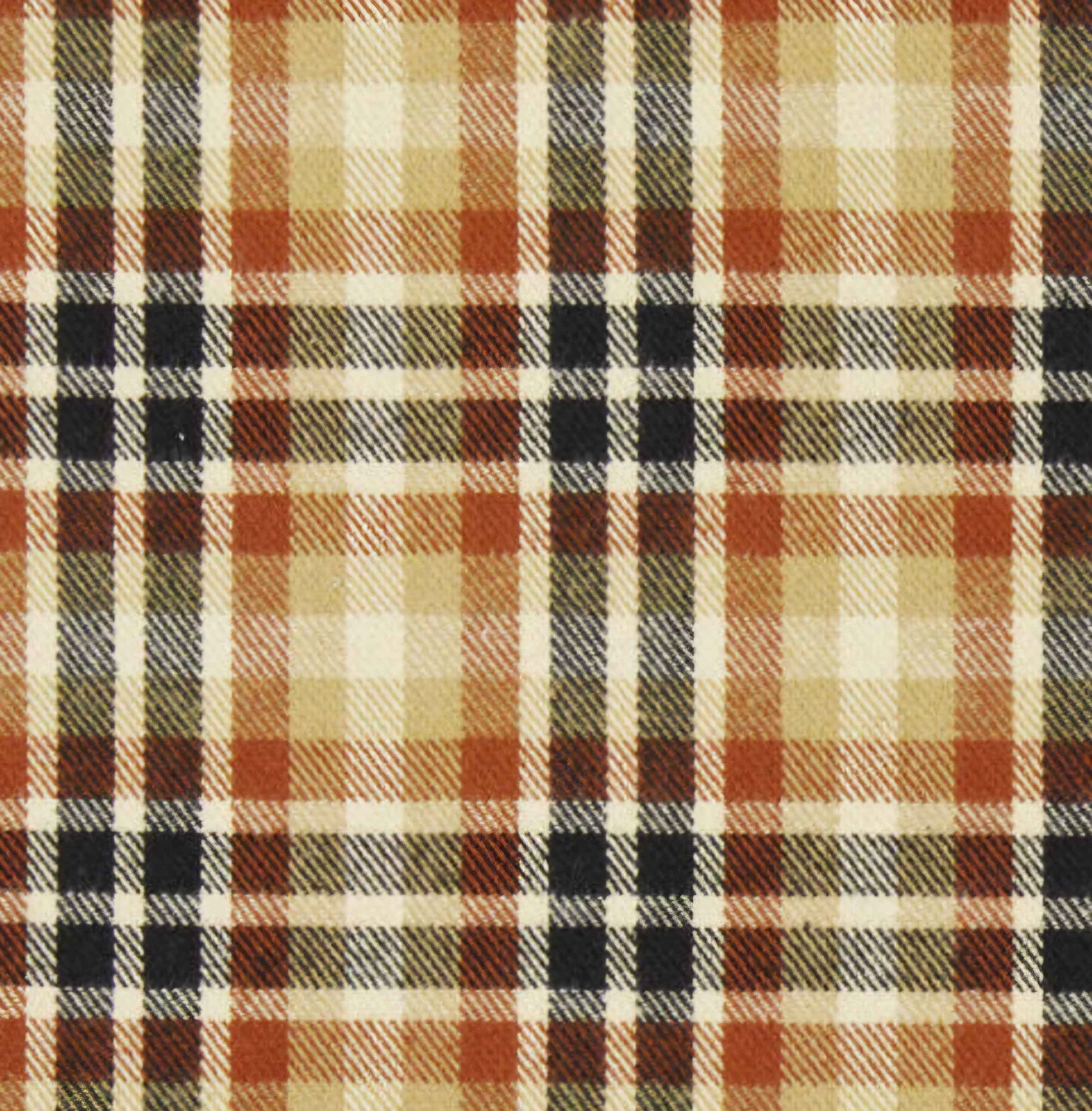 Golden Yellow Black and Brown Check Flannel