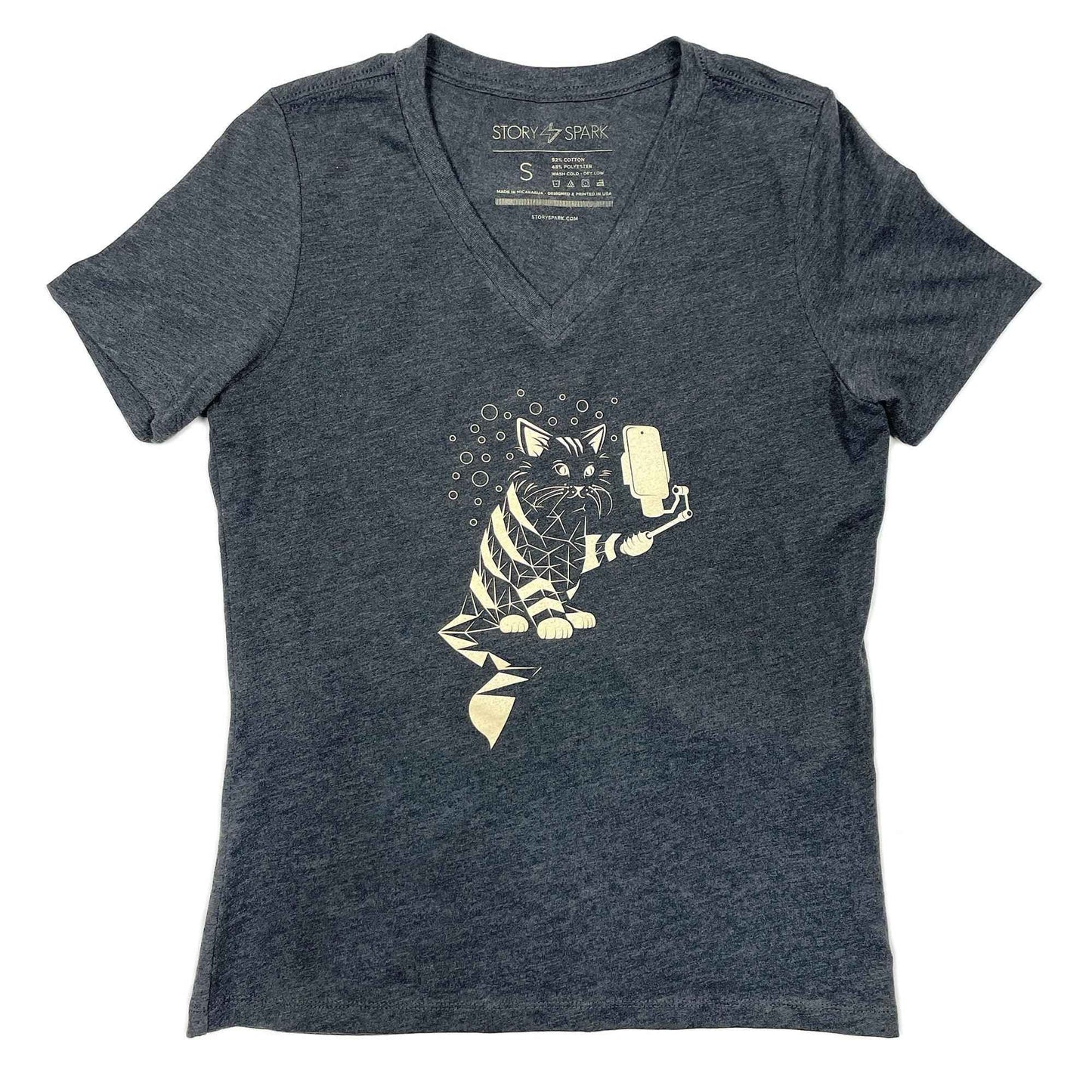 Snap Cat Womens V-neck T-shirt