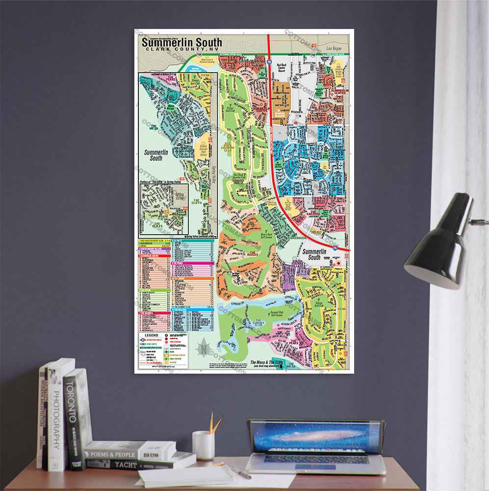 Summerlin South Map, Clark County, NV - POSTER PRINTS - Lolomo!