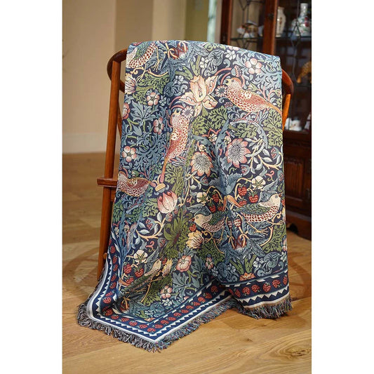 William Morris Strawberry Thief Blue - Throw