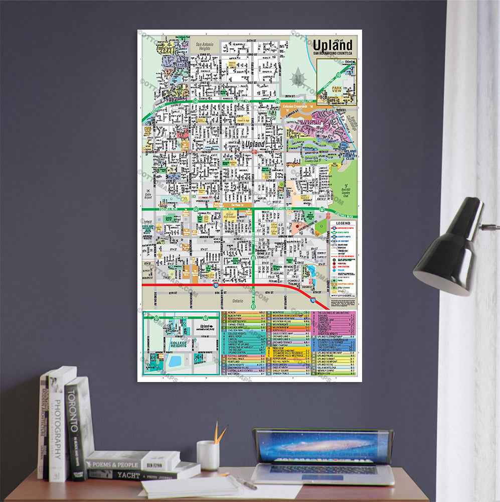 Upland Map, San Bernardino County, CA -  POSTER PRINTS - Lolomo!
