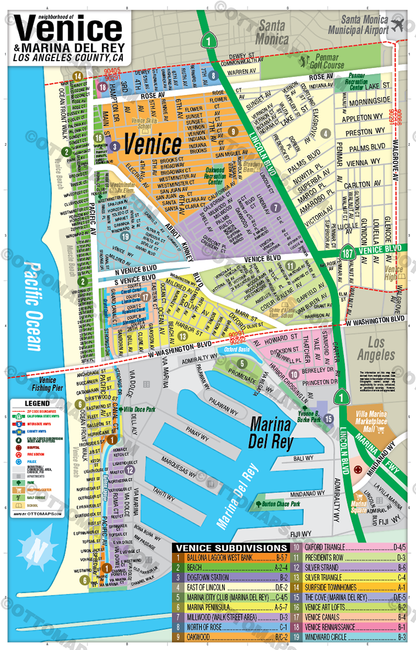 Venice Map, Los Angeles, CA - POSTER PRINTS