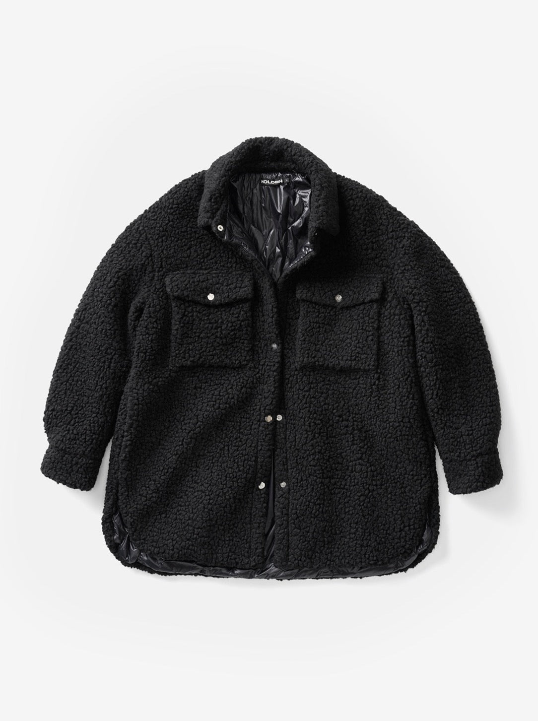Padded Wool Sherpa Jacket - Black