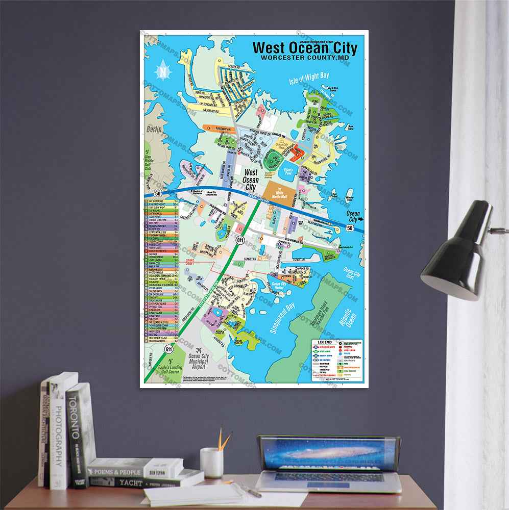 West Ocean City Map, Worcester County, MD - POSTER PRINTS - Lolomo!
