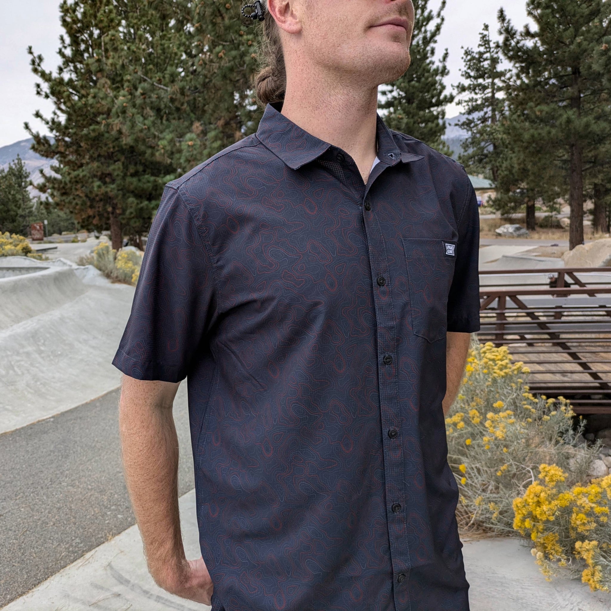 Langley Performance Button Up Shirt - Carbon/Topo - Lolomo!