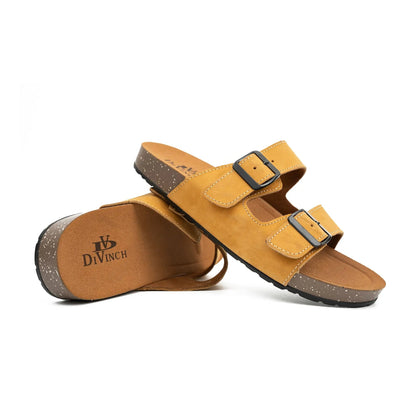 Yellow Buckle Slide Sandals