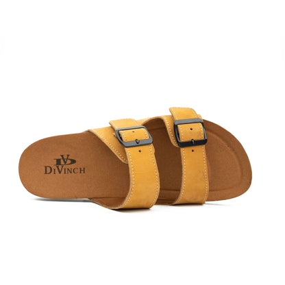 Yellow Buckle Slide Sandals