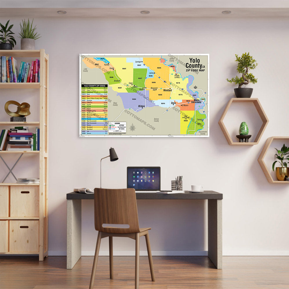 Yolo County Zip Code Map - POSTER PRINTS