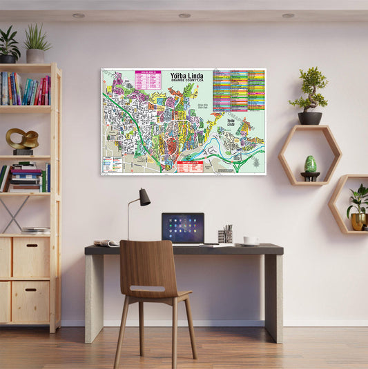 Yorba Linda Map, Orange County, CA - POSTER PRINTS