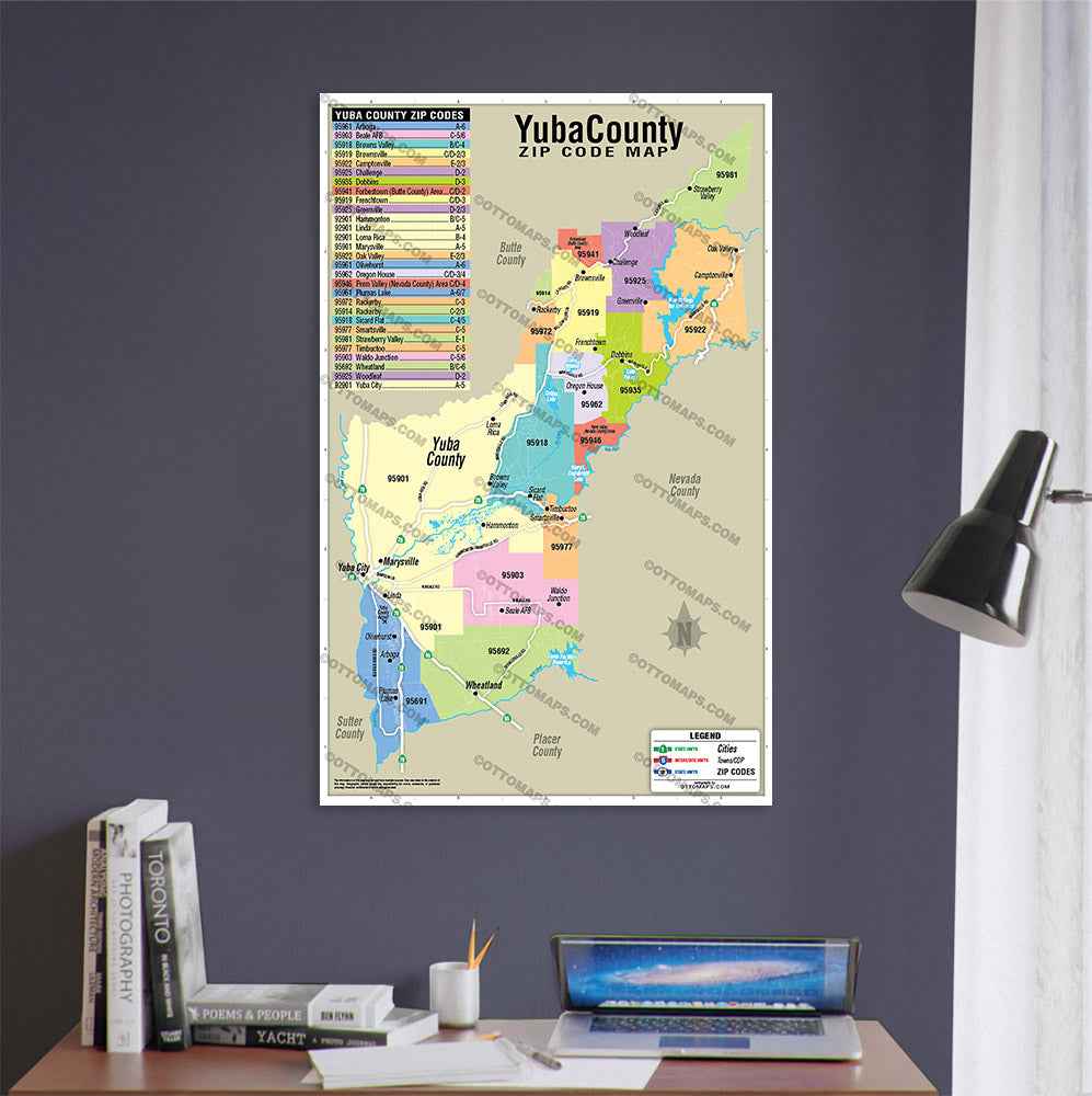 Yuba County Zip Code Map - POSTER PRINTS - Lolomo!