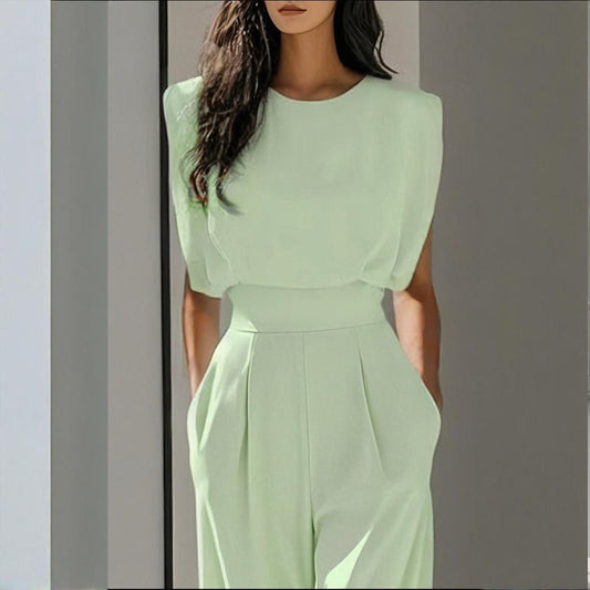 Women’s wide-leg short sleeve jumpsuit