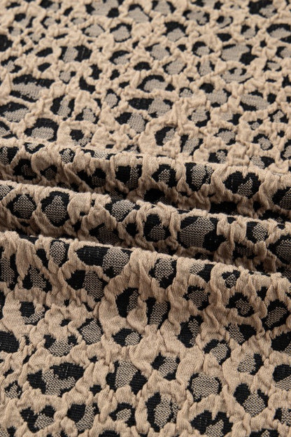 Plus Size Leopard Textured Long Sleeve Top