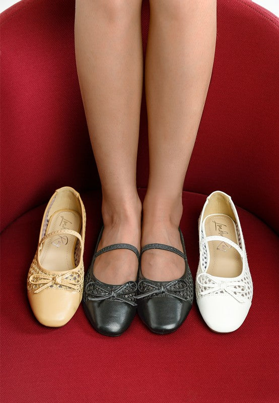Omela Woven Bow Detail Ballerinas