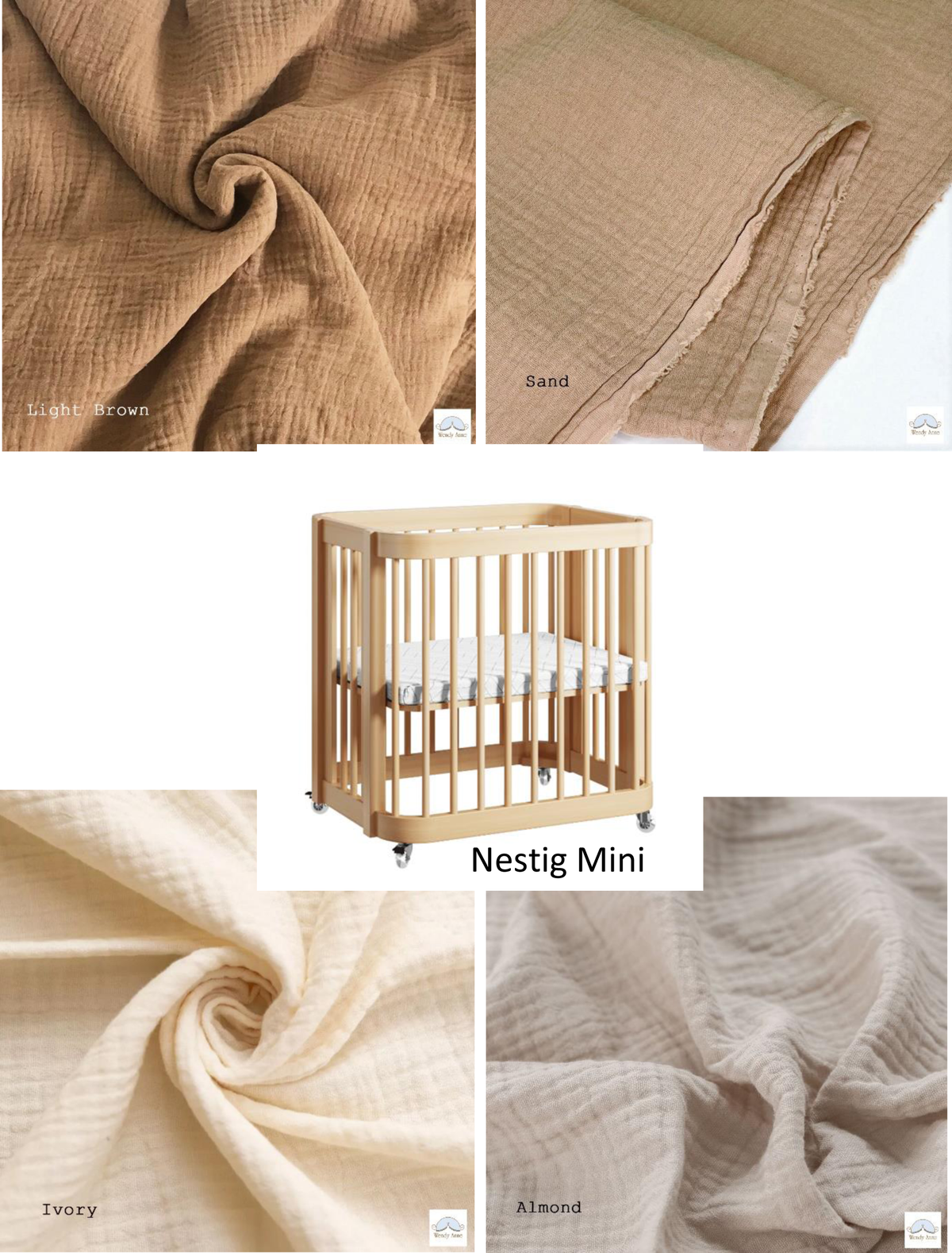 Nestig Mini Crib Custom Made Fitted Sheet - Organic Cotton Double Gauze - Lolomo!