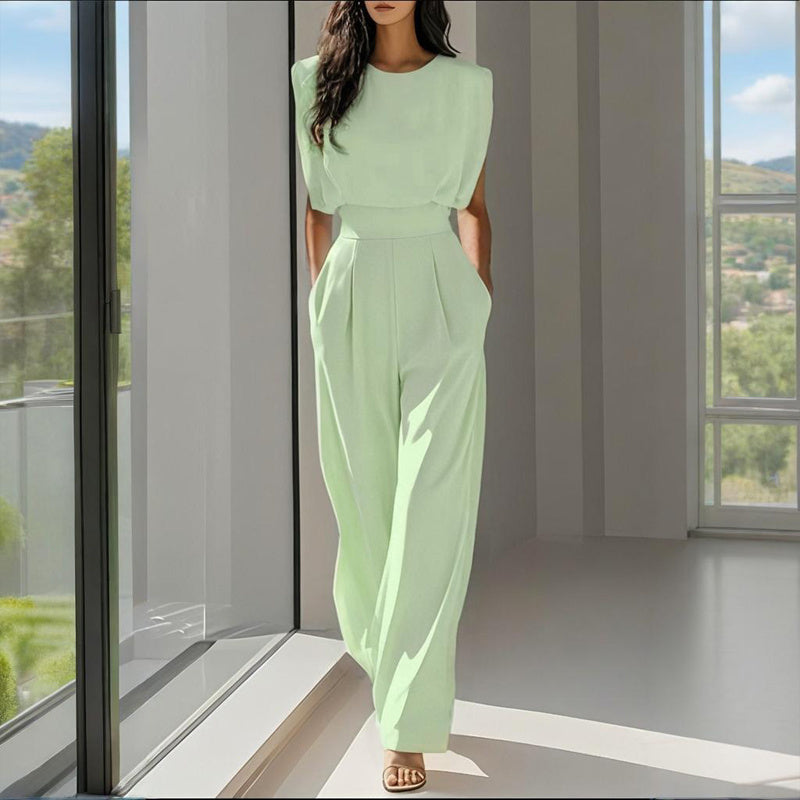 Women’s wide-leg short sleeve jumpsuit