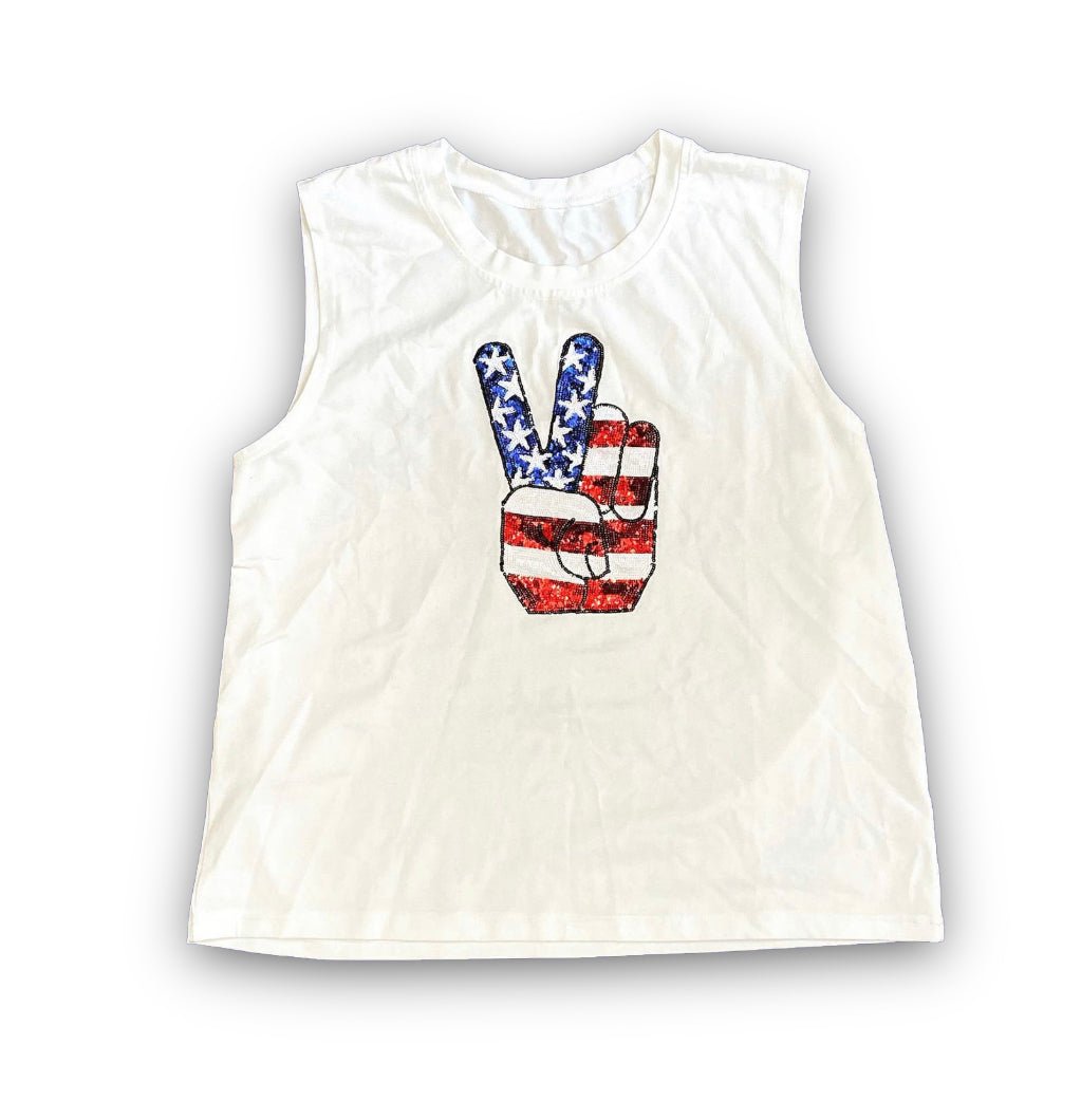 American Peace Out Sequin Kid Tank - Lolomo!
