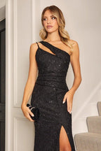 Anthea Black One Shoulder Maxi Dress - Lolomo!