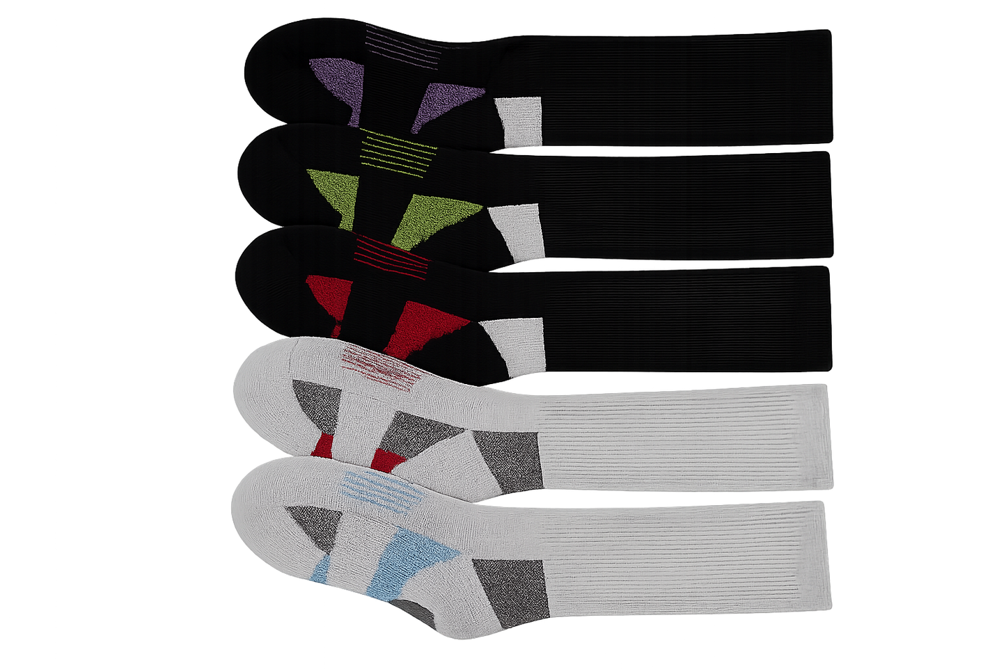 Athletic Long Socks 6 Pair Sizes 9-11 Gel Cushion, Compression 5-10 Women's