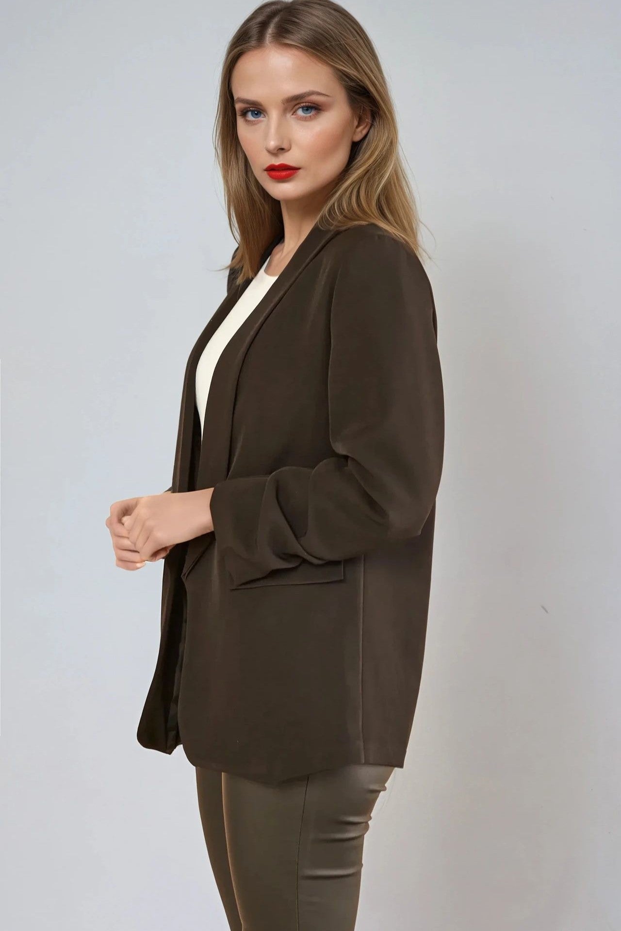 Black Blazer with Ruched Sleeves - Lolomo!