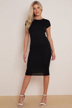 Black Cap Sleeve Midi Dress - Lolomo!
