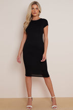 Black Cap Sleeve Midi Dress - Lolomo!