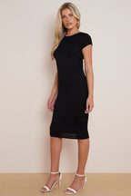 Black Cap Sleeve Midi Dress - Lolomo!