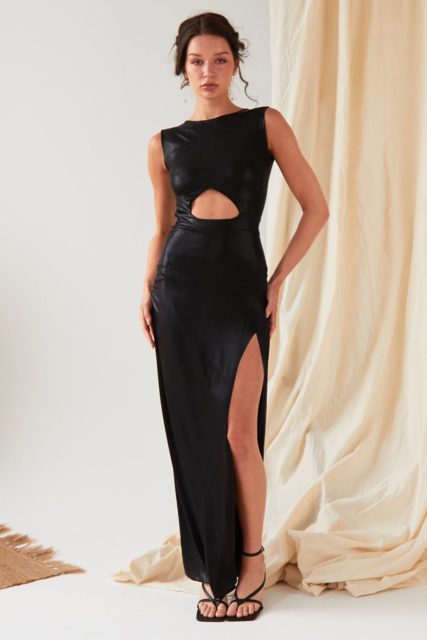 Black Cut - Out Maxi Dress - Lolomo!