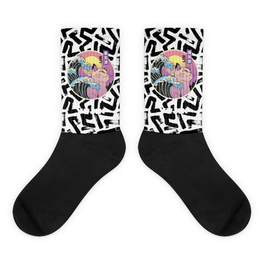 Japanese Vaporwave Cat Socks