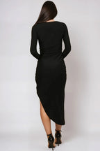 Black Lurex Wrap Maxi Dress - Lolomo!