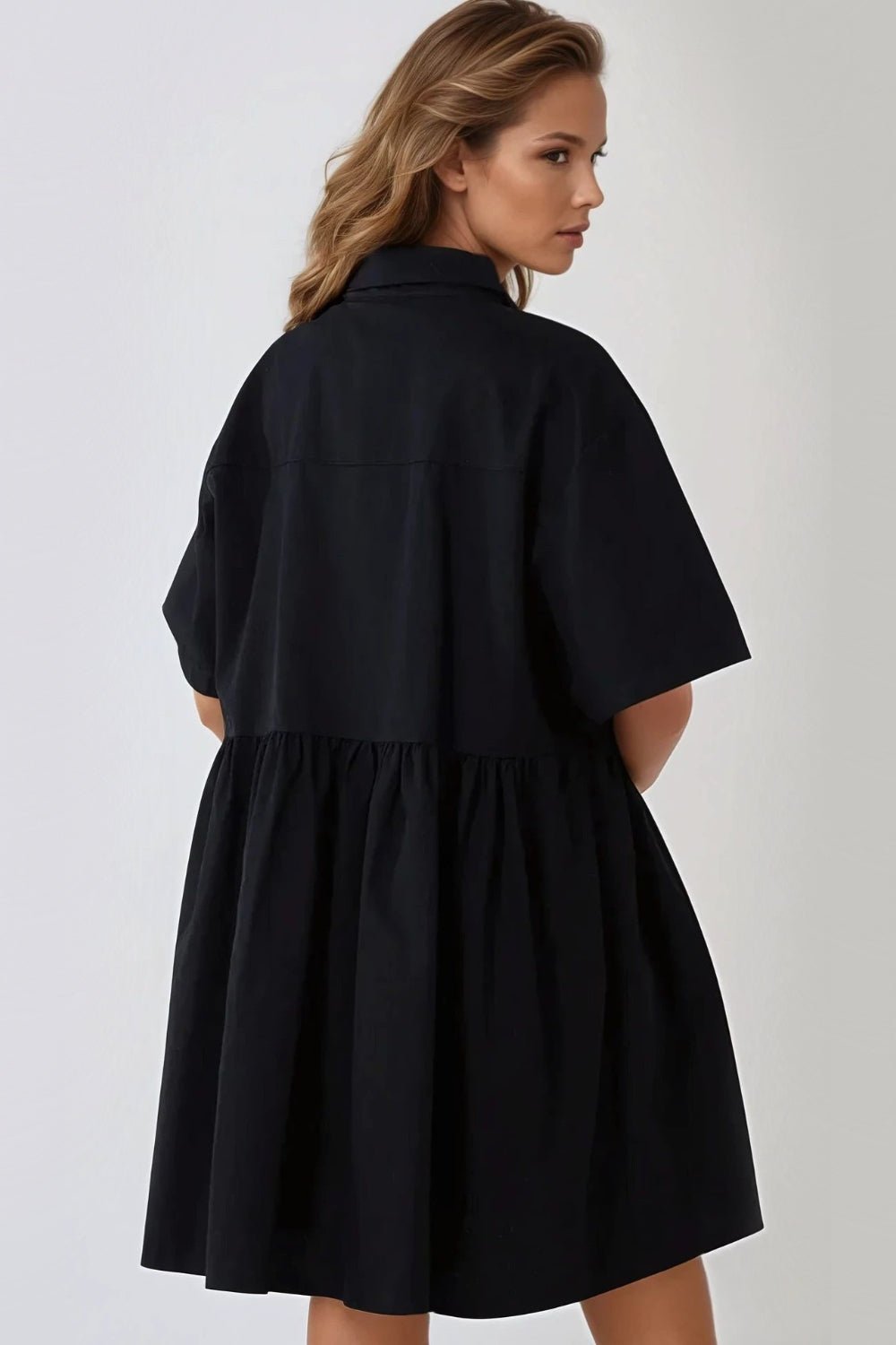 Black Smock Shirt Dress - Lolomo!