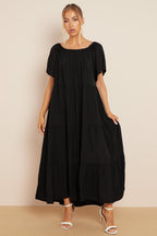 Black Tiered Off Shoulder Maxi Dress - Lolomo!