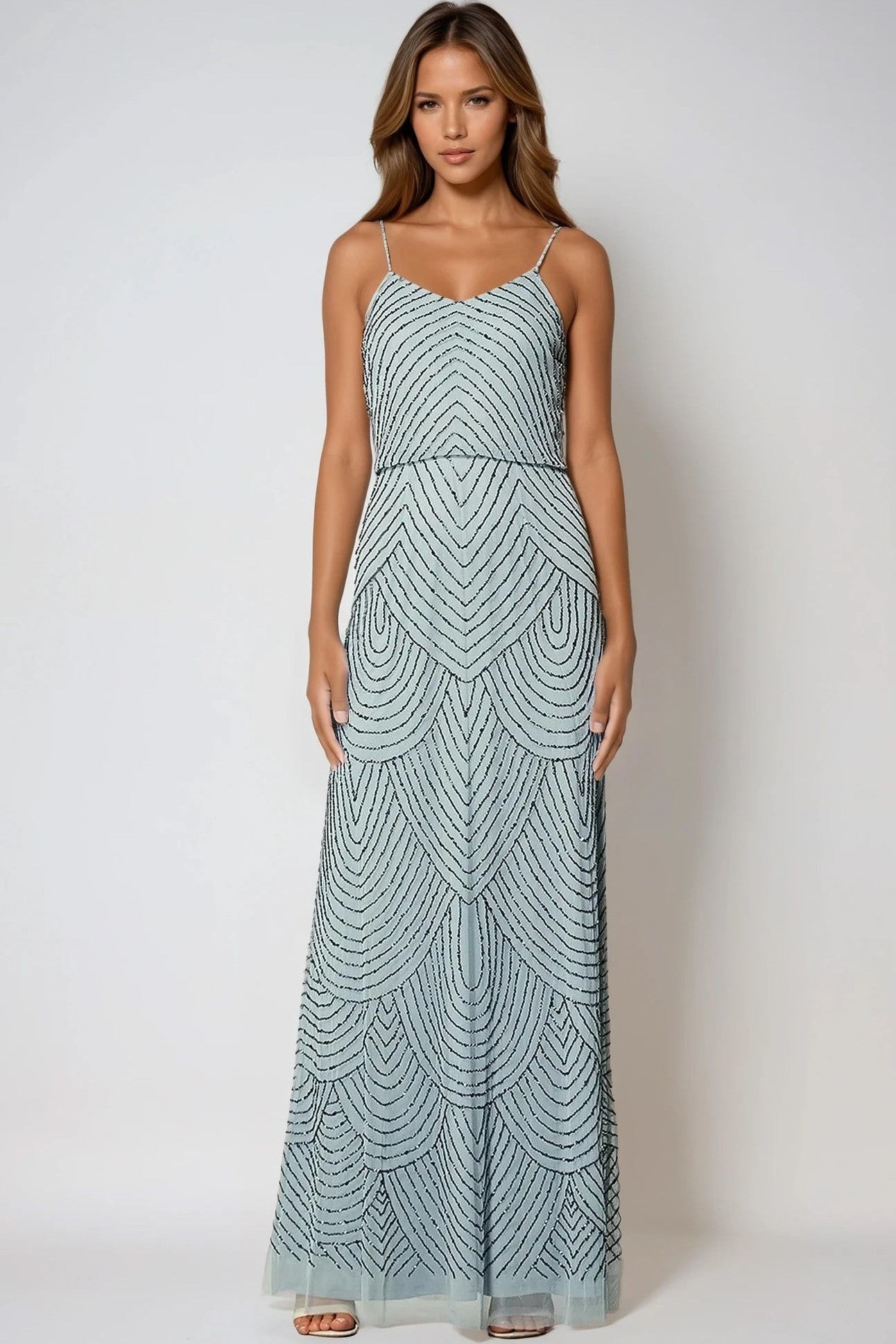 Blue Cami Embellished Maxi Dress - Lolomo!