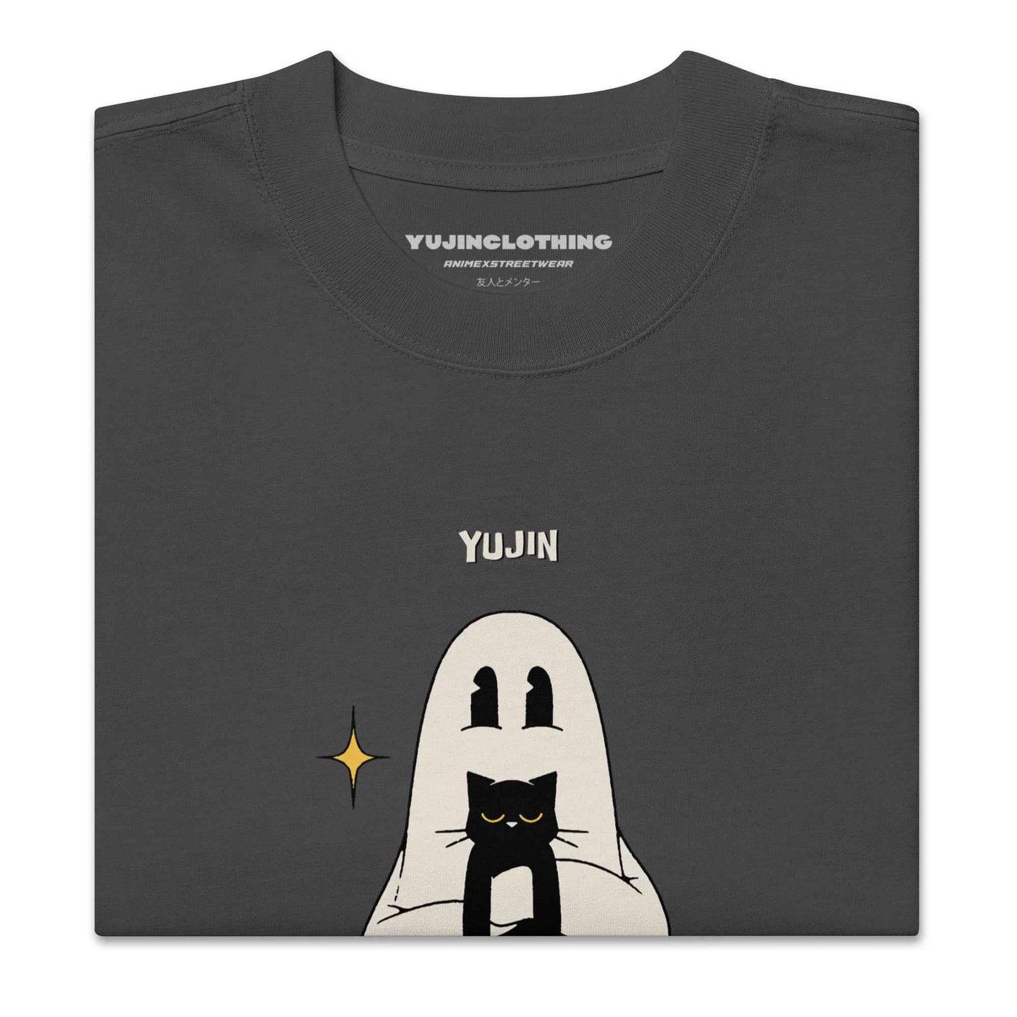 Boo! Cat Oversized Faded T-Shirt