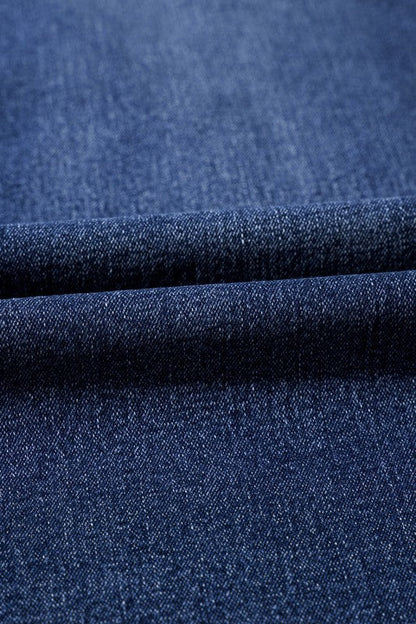 Denim Patch Pocket Wide Leg Jeans