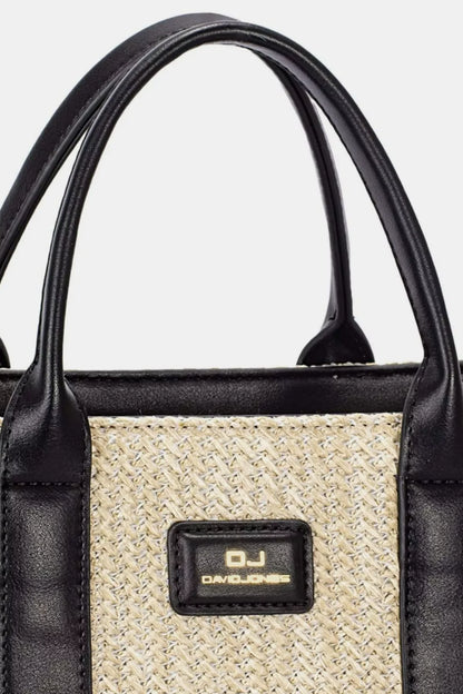 David Jones Square Woven Tote Handbag