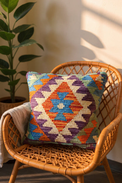 Afghan Kilim Cushion Cover - 45 x 45 cm