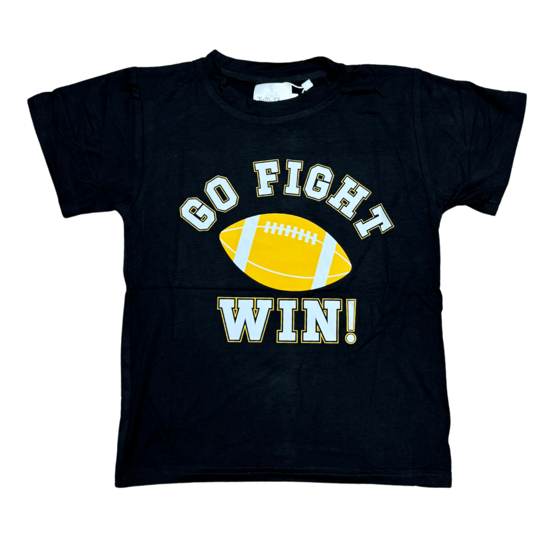 "Go, Fight, Win" Black and Yellow Kids Shirt - Lolomo!